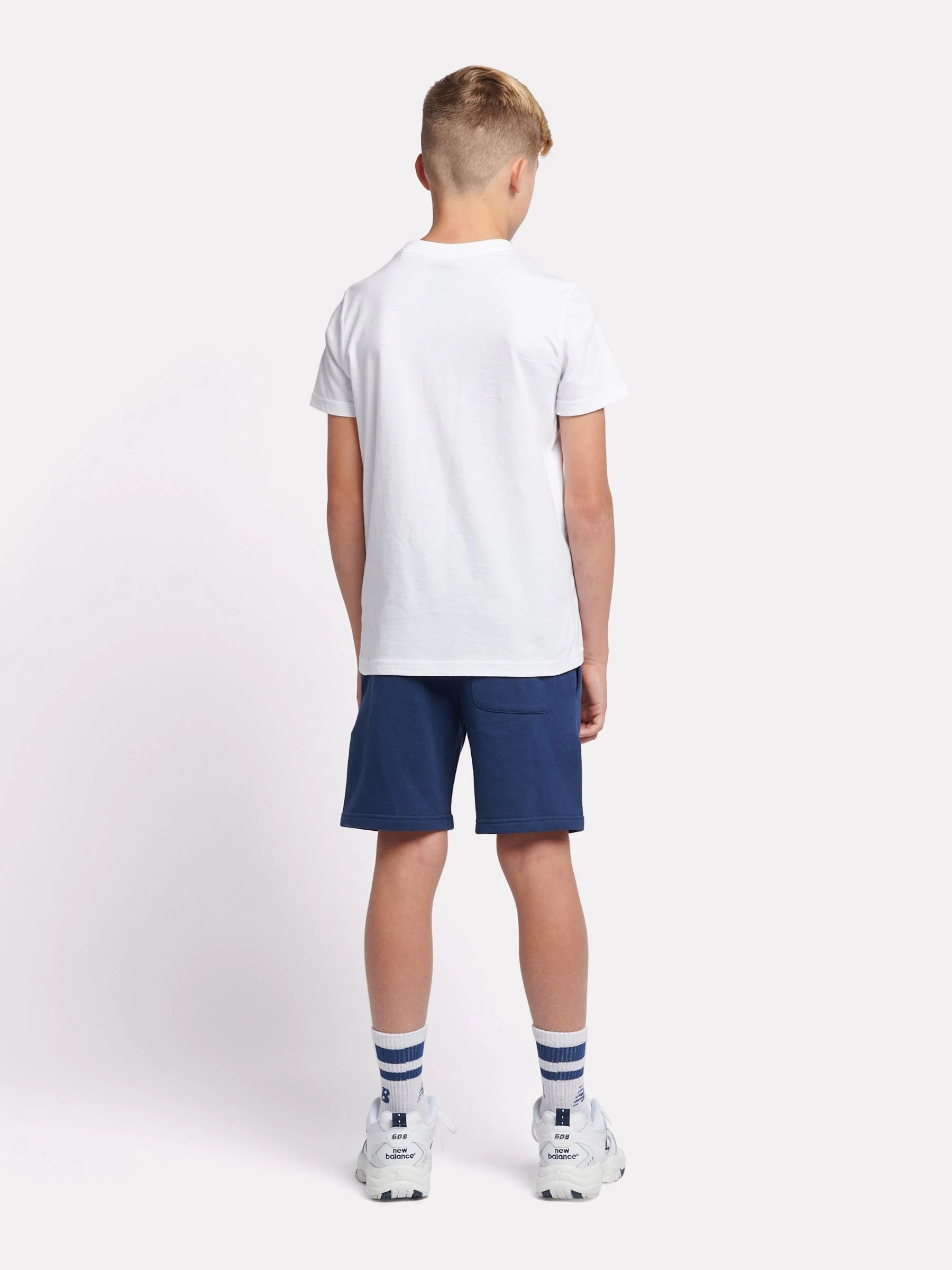 Wit - New Balance Stacked Logo T-Shirt and Shorts Set