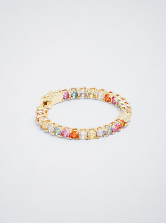 Brincos de argola com zircônias - Multicoloridos