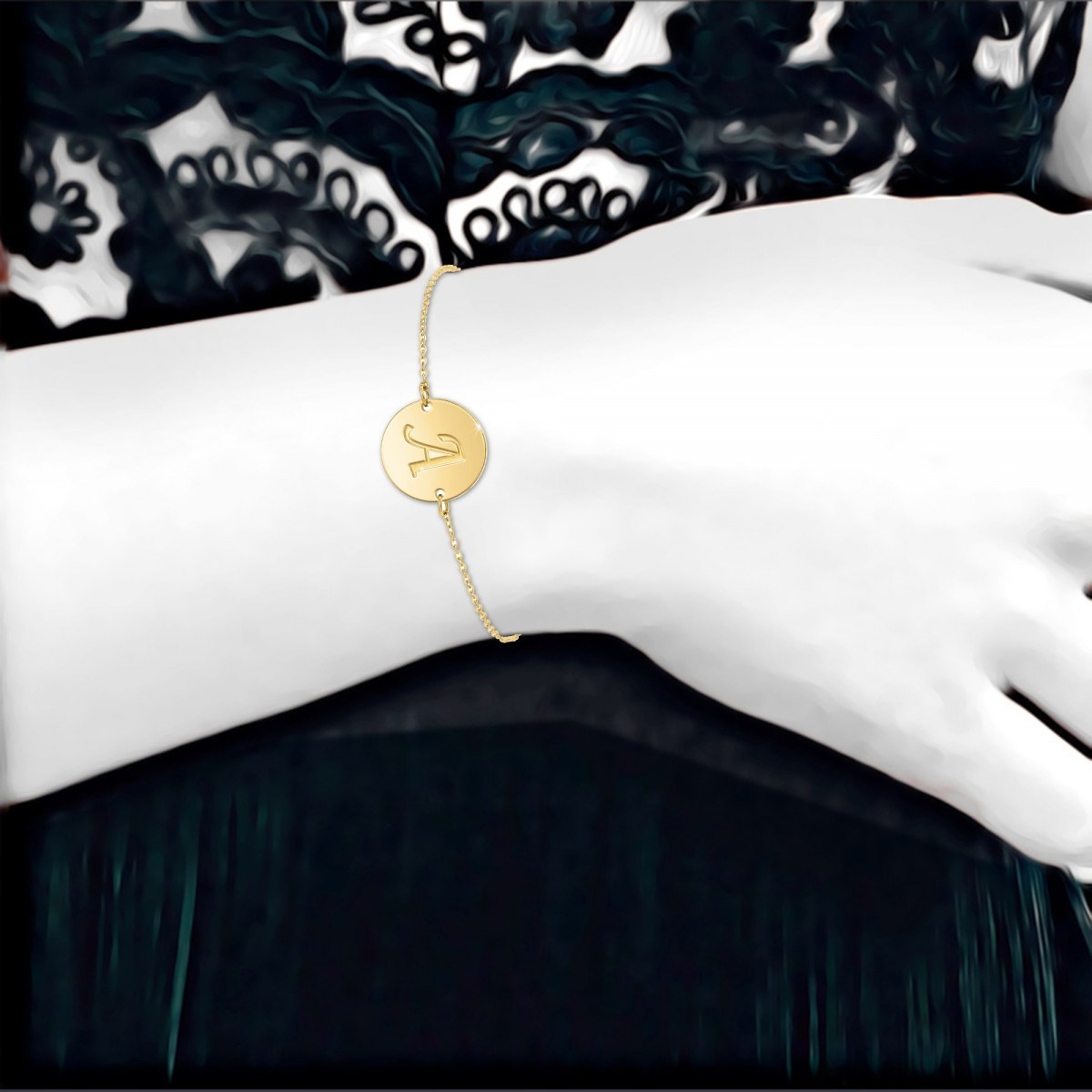 Bracelet lettre A en acier inoxydable par SC Bohème