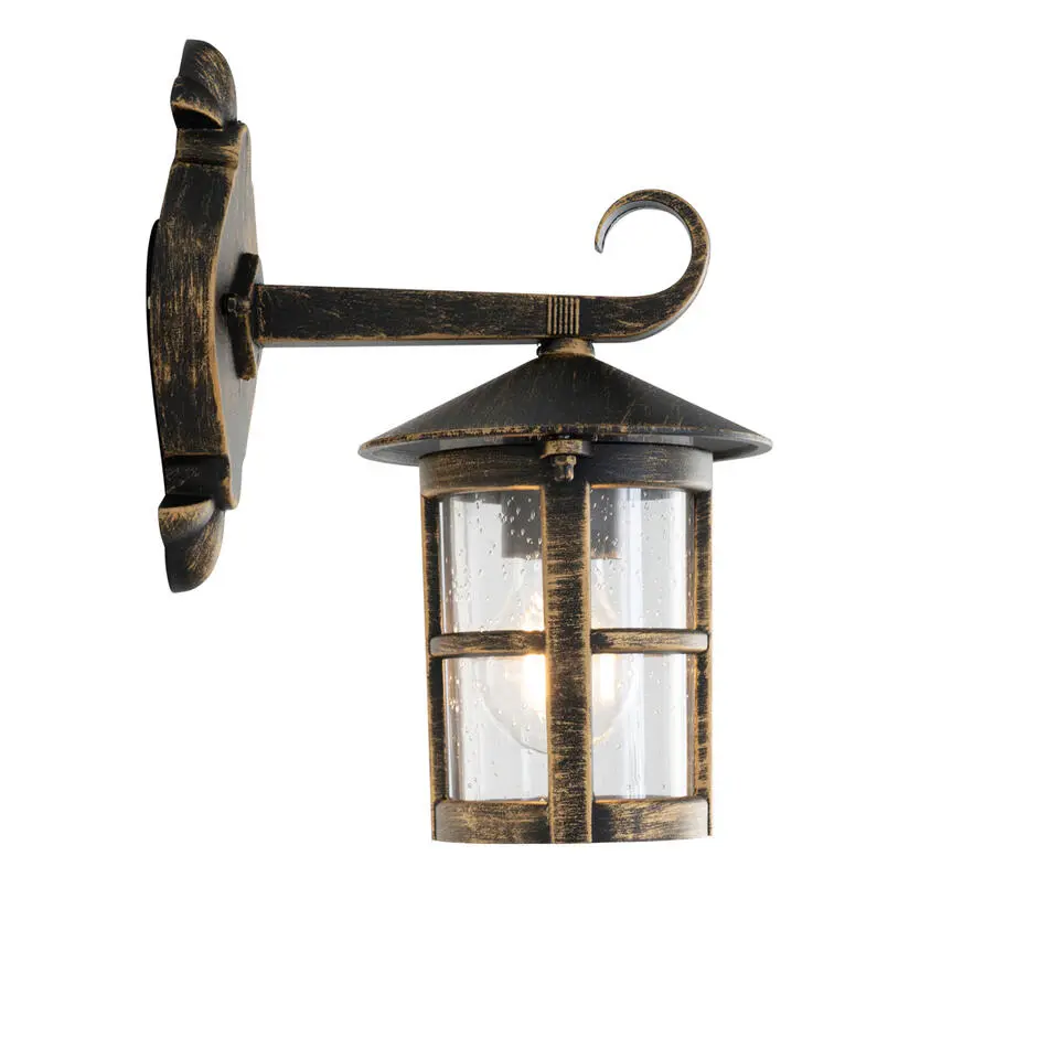 Qazqa wandlampen buiten herb goudkleurig e27