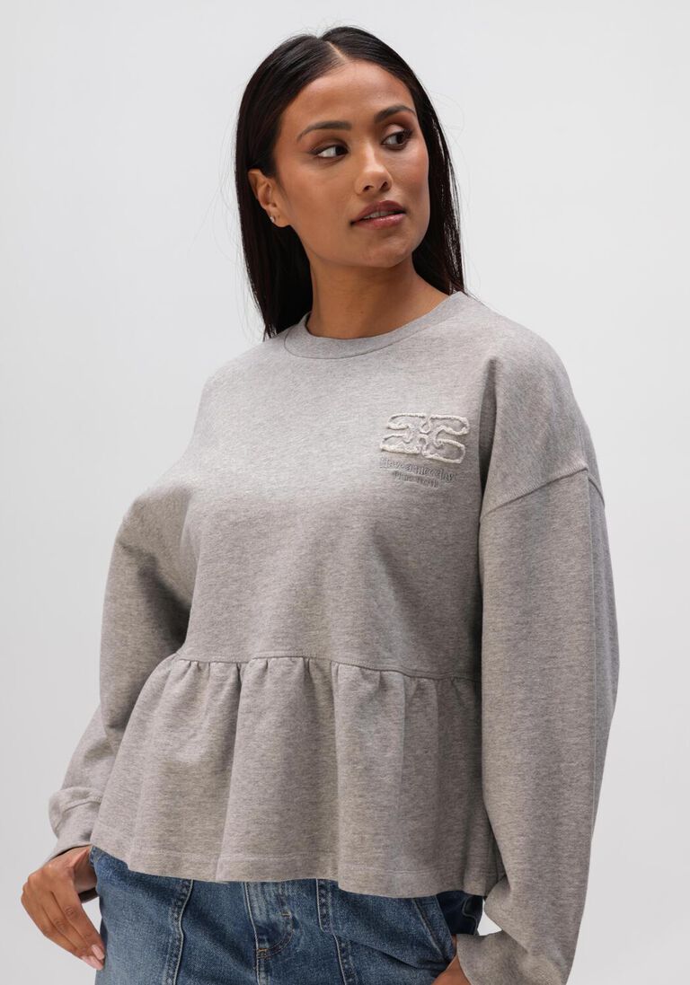 grijze ganni truien/vesten isoli crewneck with peplum