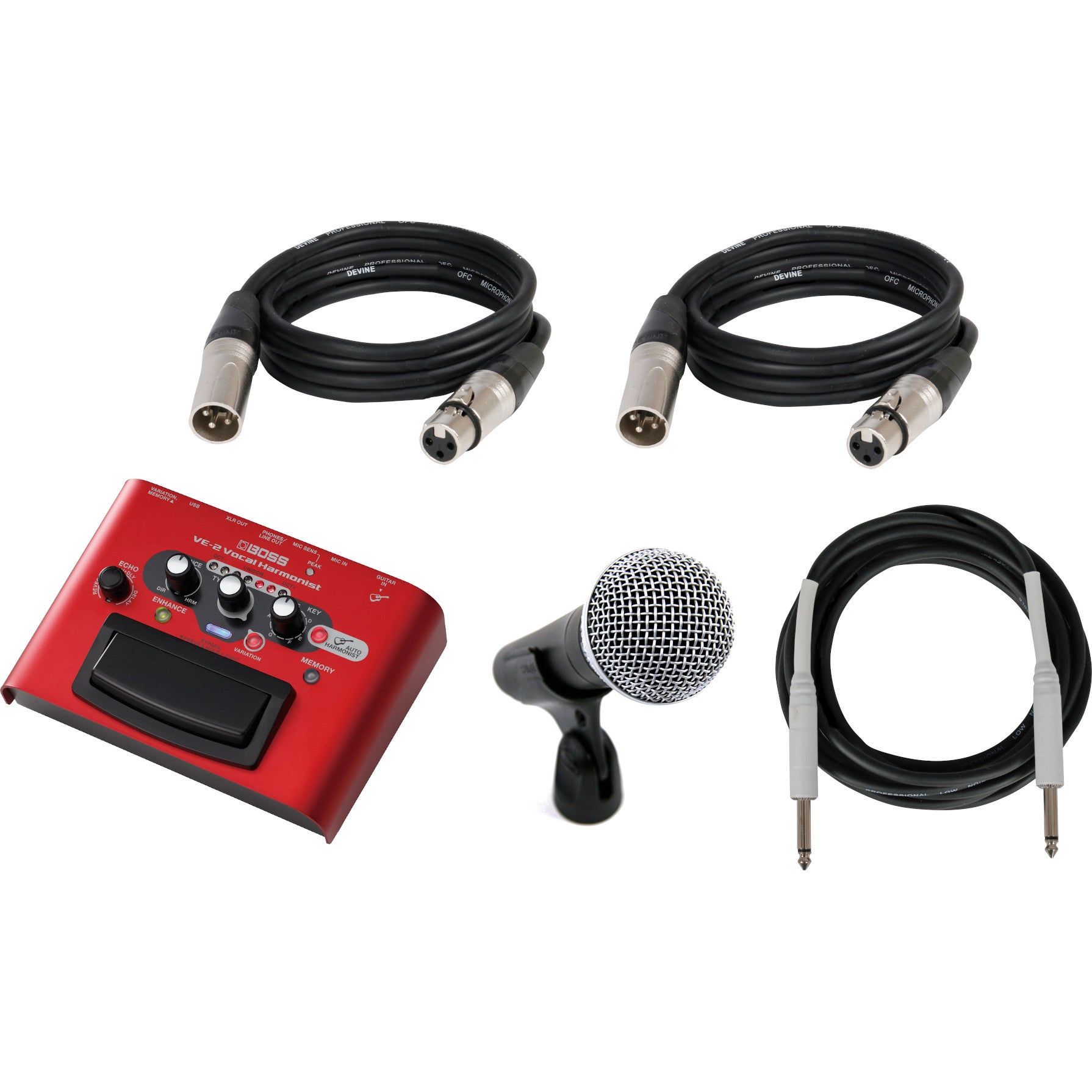 Boss VE-2 Vocal Harmonist + microfoon + kabels