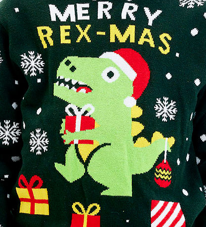 Jule-Sweaters Bluse - Sweet Weihnachten Dino - Grün