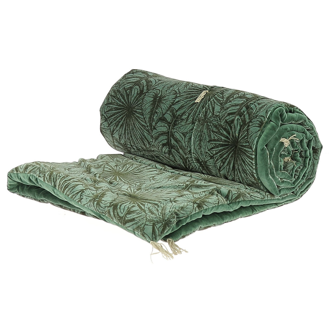 En Fil d'Indienne Bout de lit Goa velours celadon - 90x200 cm