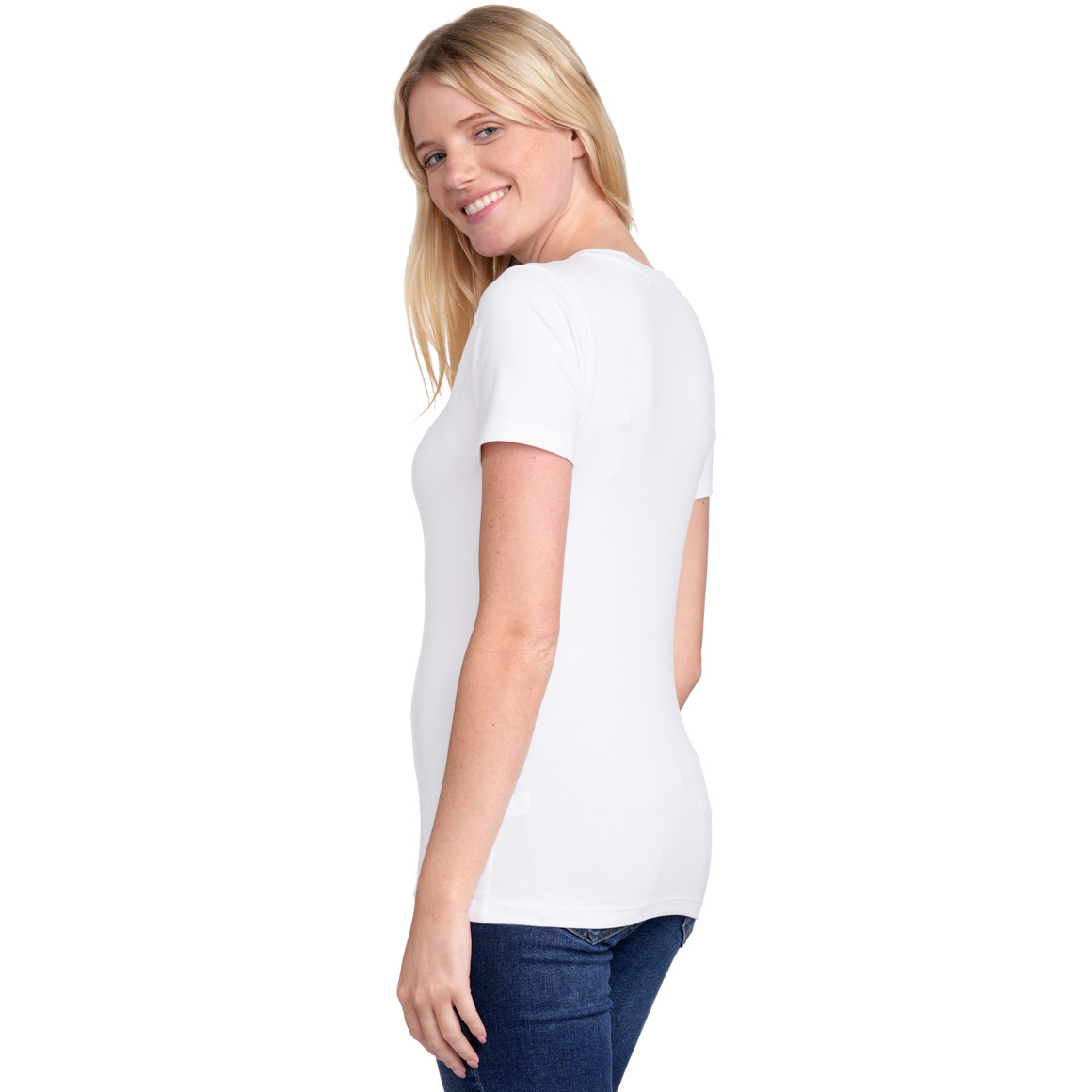 Gina Benotti Damen T-Shirt mit V-Ausschnitt weiss