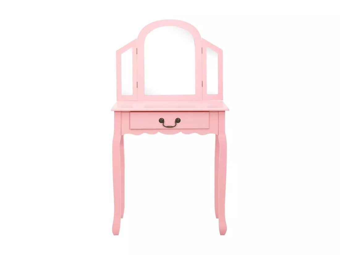Coiffeuse et tabouret Rose 65x36x128 cm Bois de paulownia MDF