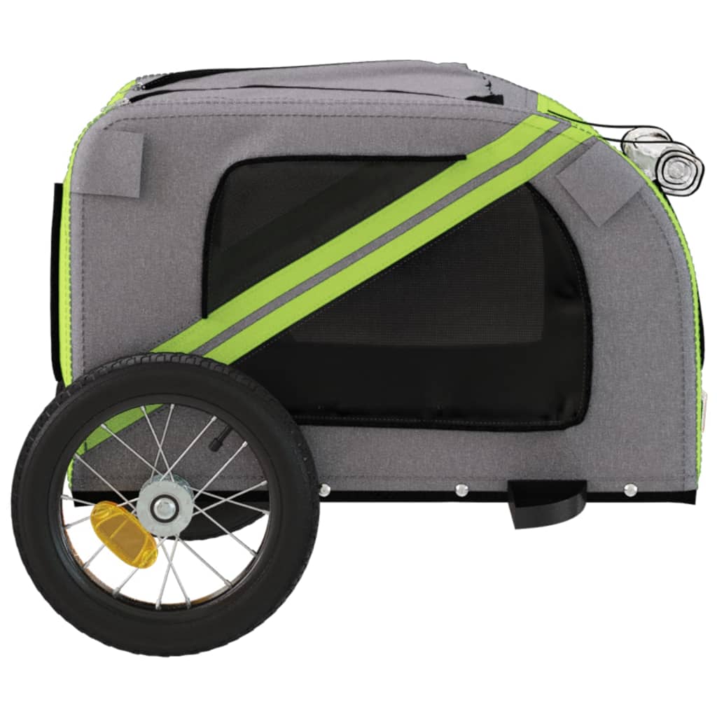 Remorque de vélo pour animaux de compagnie vert et gris