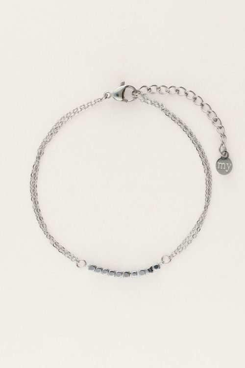 Armband met dubbele ketting en vierkantjes