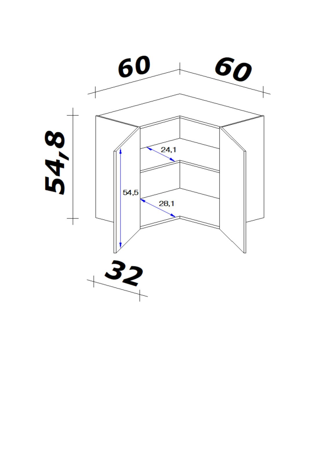 Eck-Hängeschrank ELEA - weiß - 60x60 cm