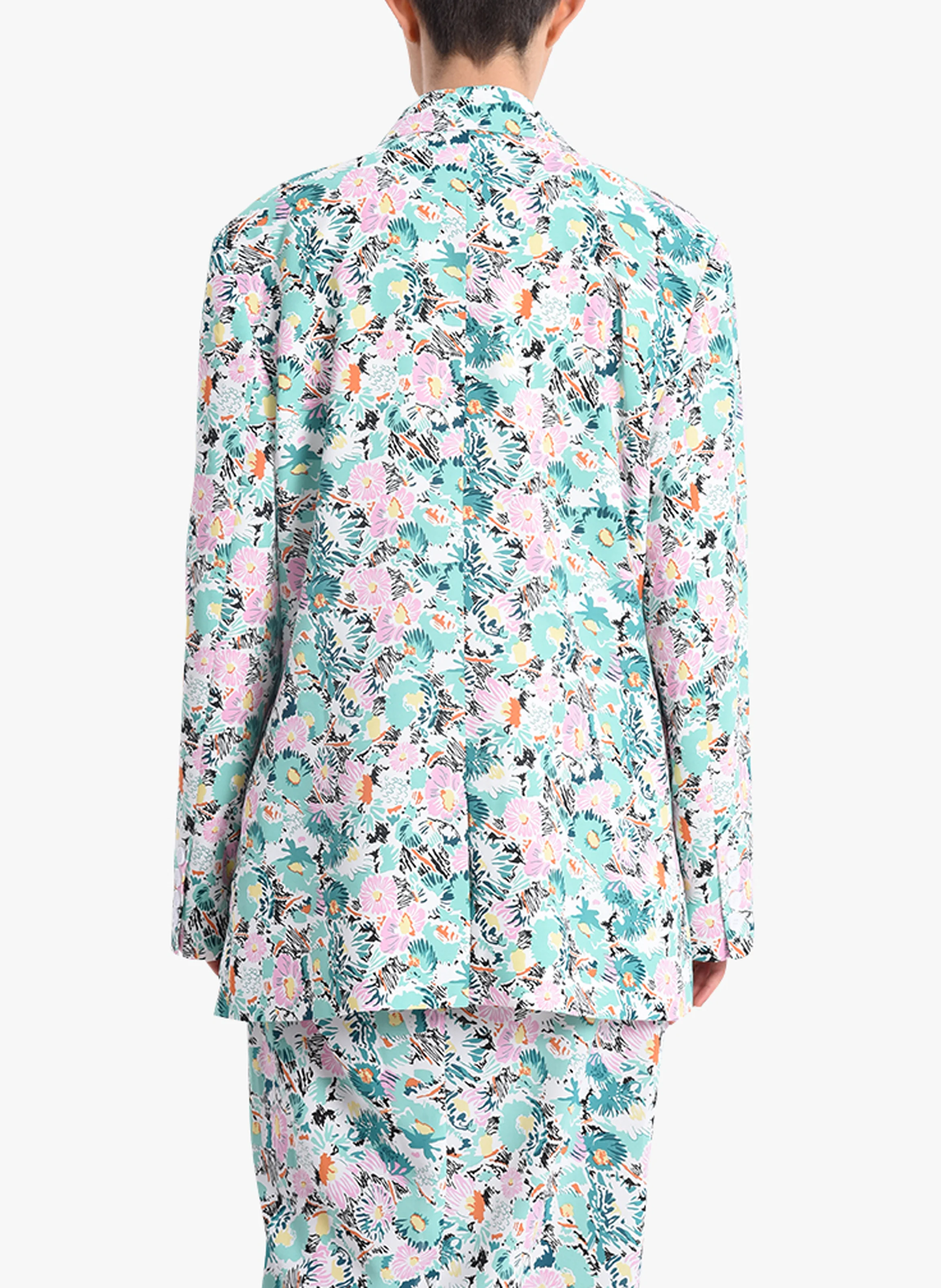 Blazer croisé à motif floral | Vert