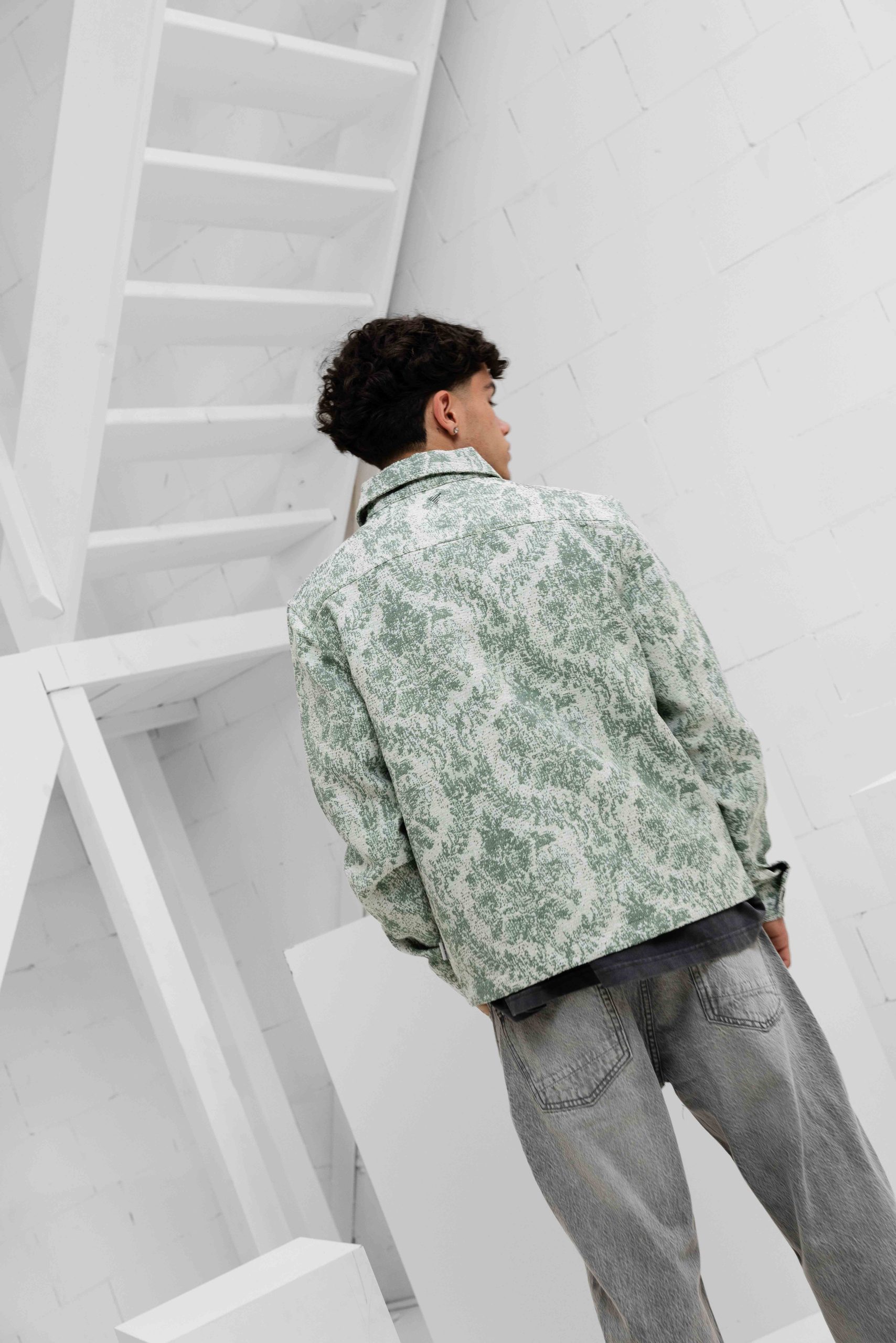 Pure Path Jacquard Flower Full-zip Jack Heren Lichtgroen