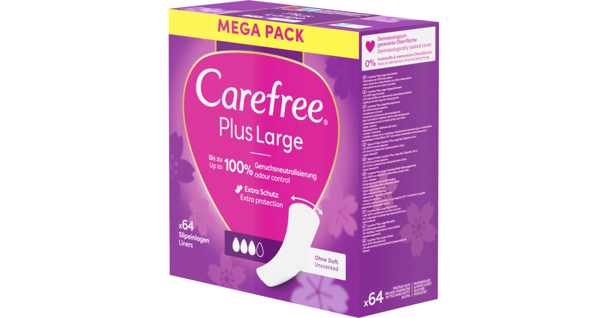 CAREFREE Plus Large Slipeinlagen Megapack 64er-Packung