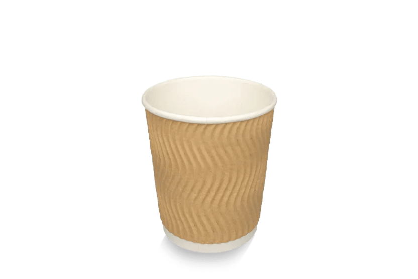 Kartonnen koffiebeker 230cc 8oz Ø80mm Ripple Kraft