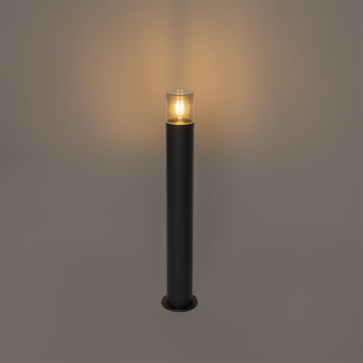 Staande buitenlamp zwart met smoke kap 70 cm - Odense