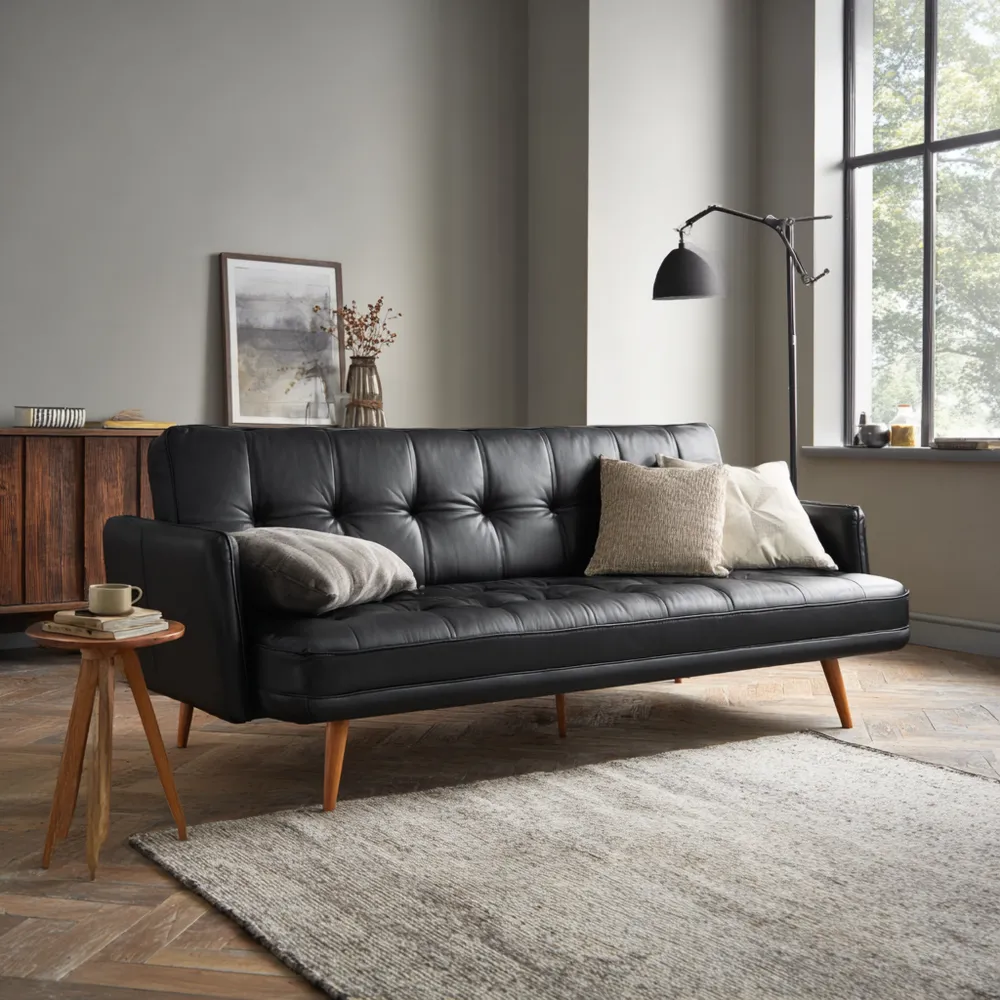 2-Sitzer-Sofa Leder 150x90x85 cm – Schwarz – Modernes Design