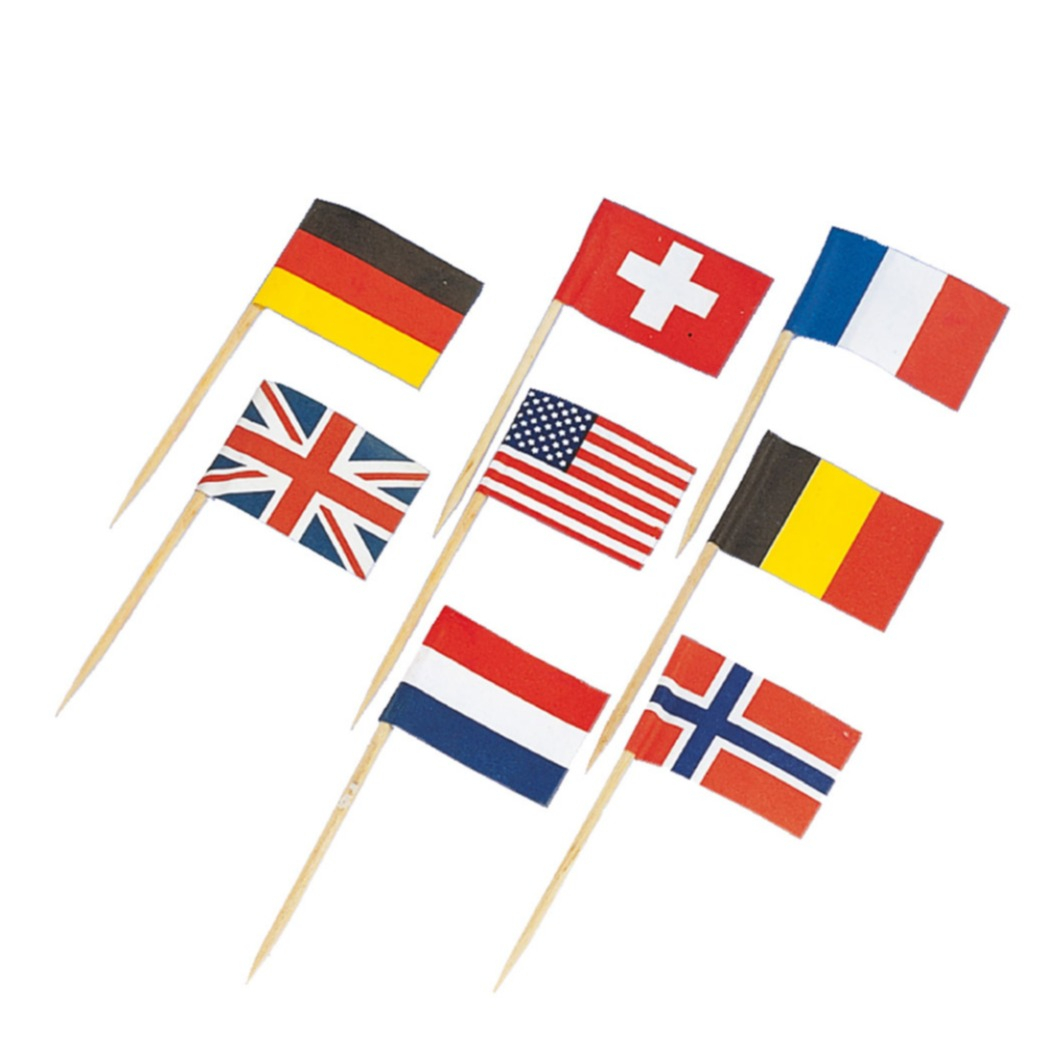 (30er Set) Cocktail Fähnchen Fingerfood Sticks Party Spiesse Deko Flaggen Zahnstocher (5310) - Around the World