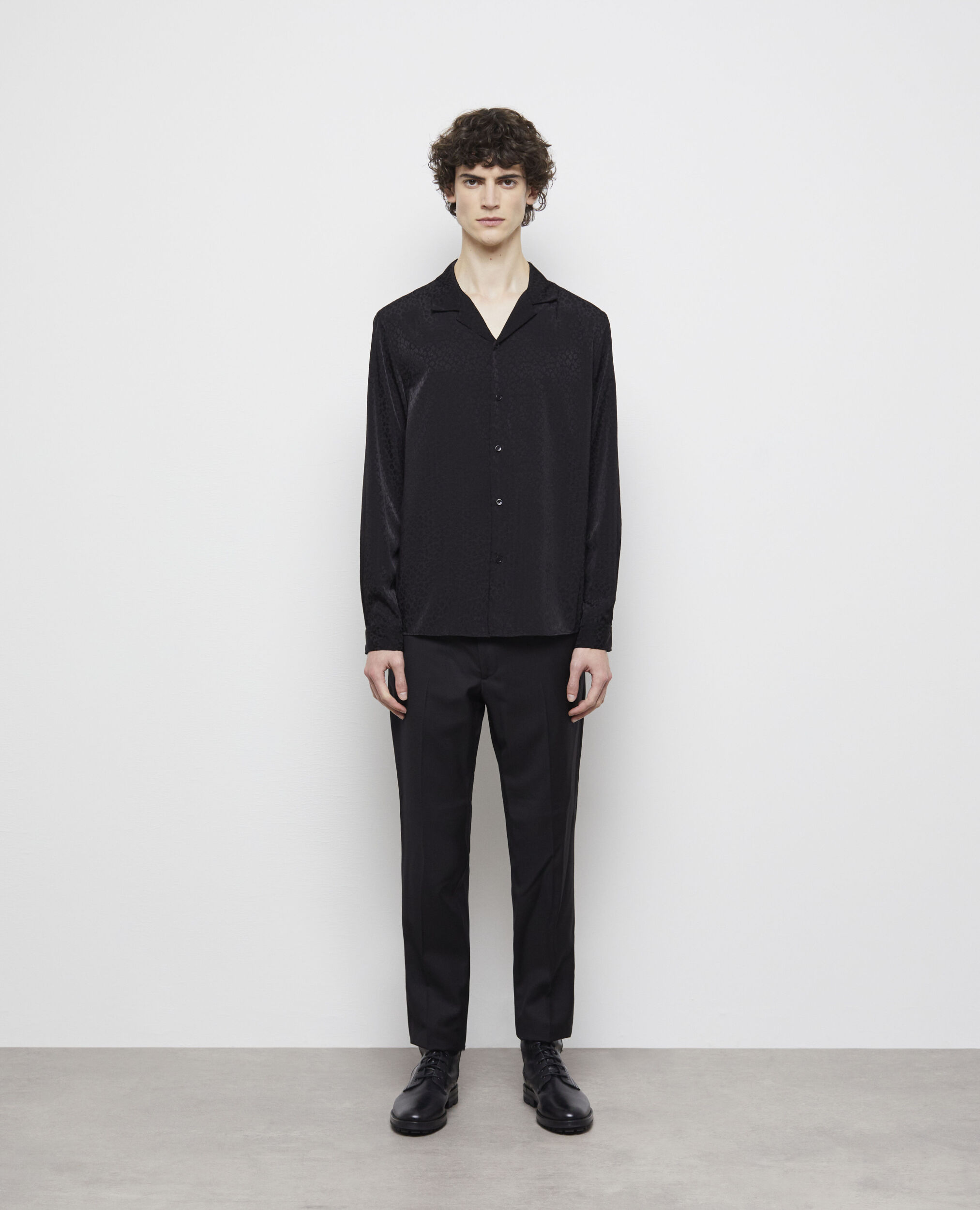 Chemise col hawaïen léopard noire