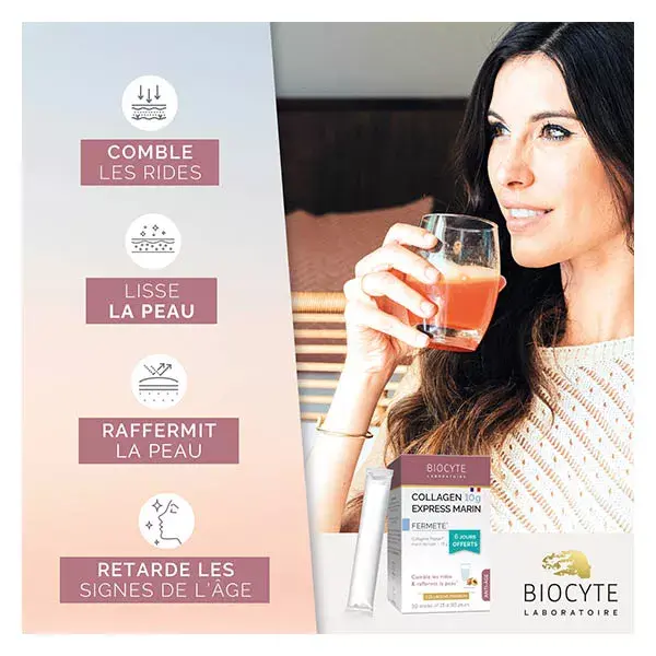 Biocyte Collagen 10g Express Colágeno Marinho Peptan® tipo 1 - 30 sachês