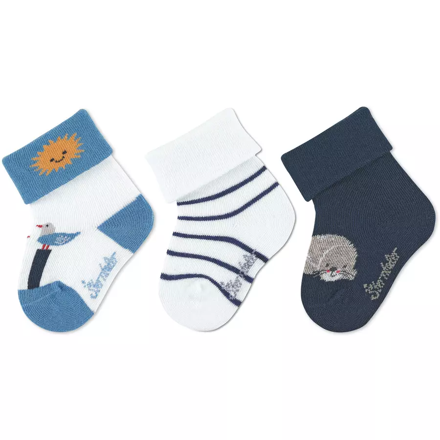 Sterntaler Baby-Söckchen 3er-Pack Möwe weiß
