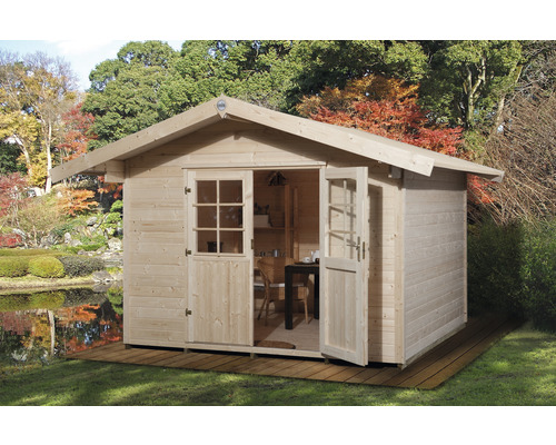Weka Lesina tuinhuis met vloer, 344 x 370 cm, naturel