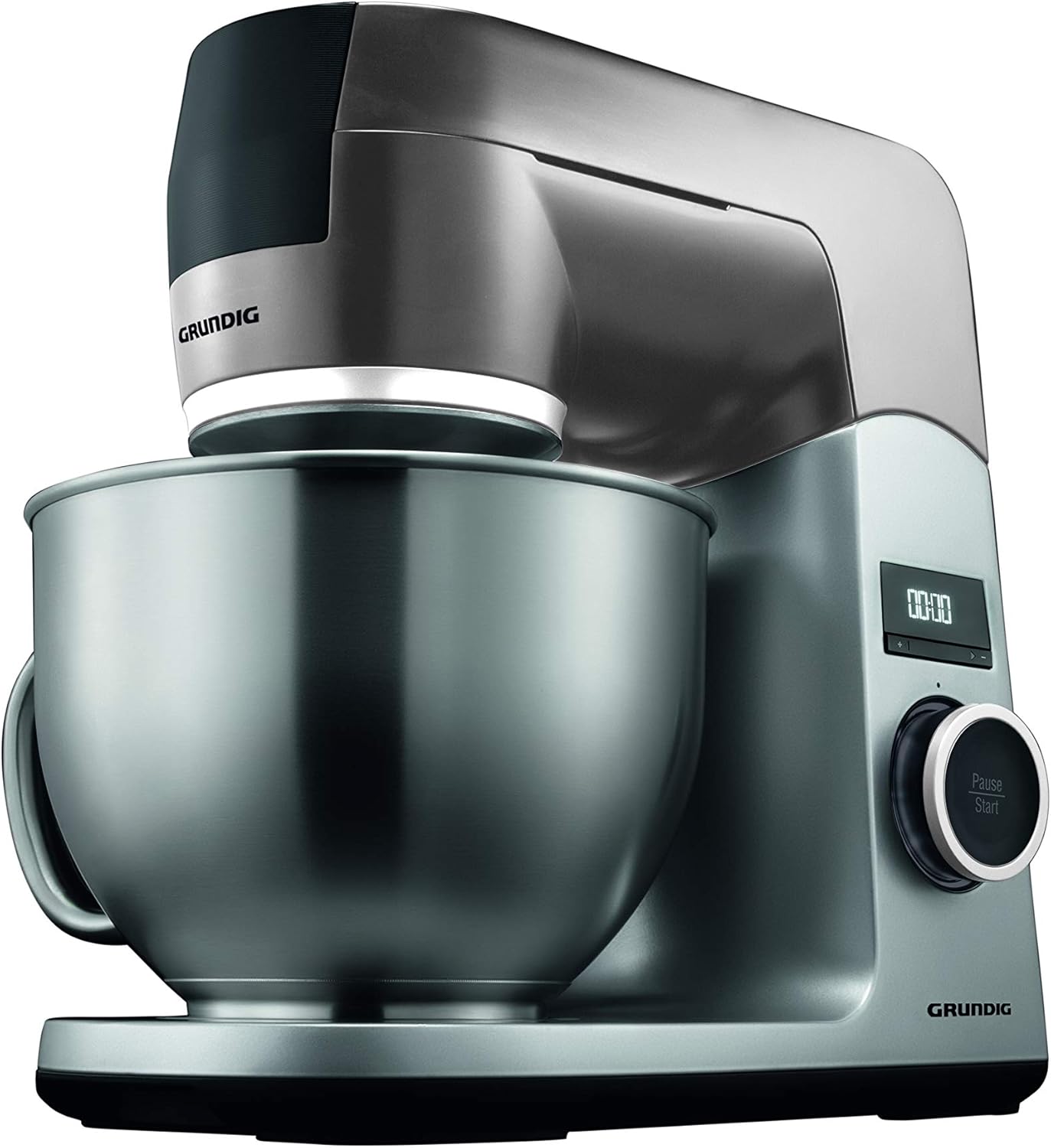 Grundig KMP8650S Küchenmaschine, 1000 W, 4,6 l Edelstahlrührschüssel, Schwarz/Silber