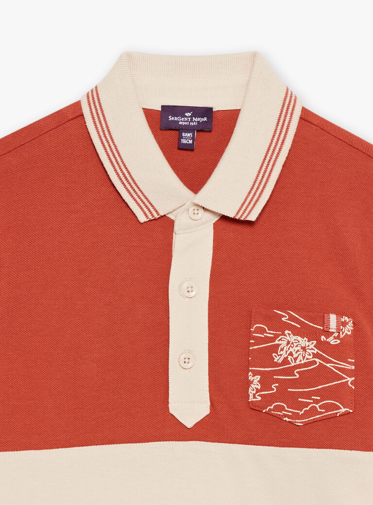Polo bicolore à manches courtes