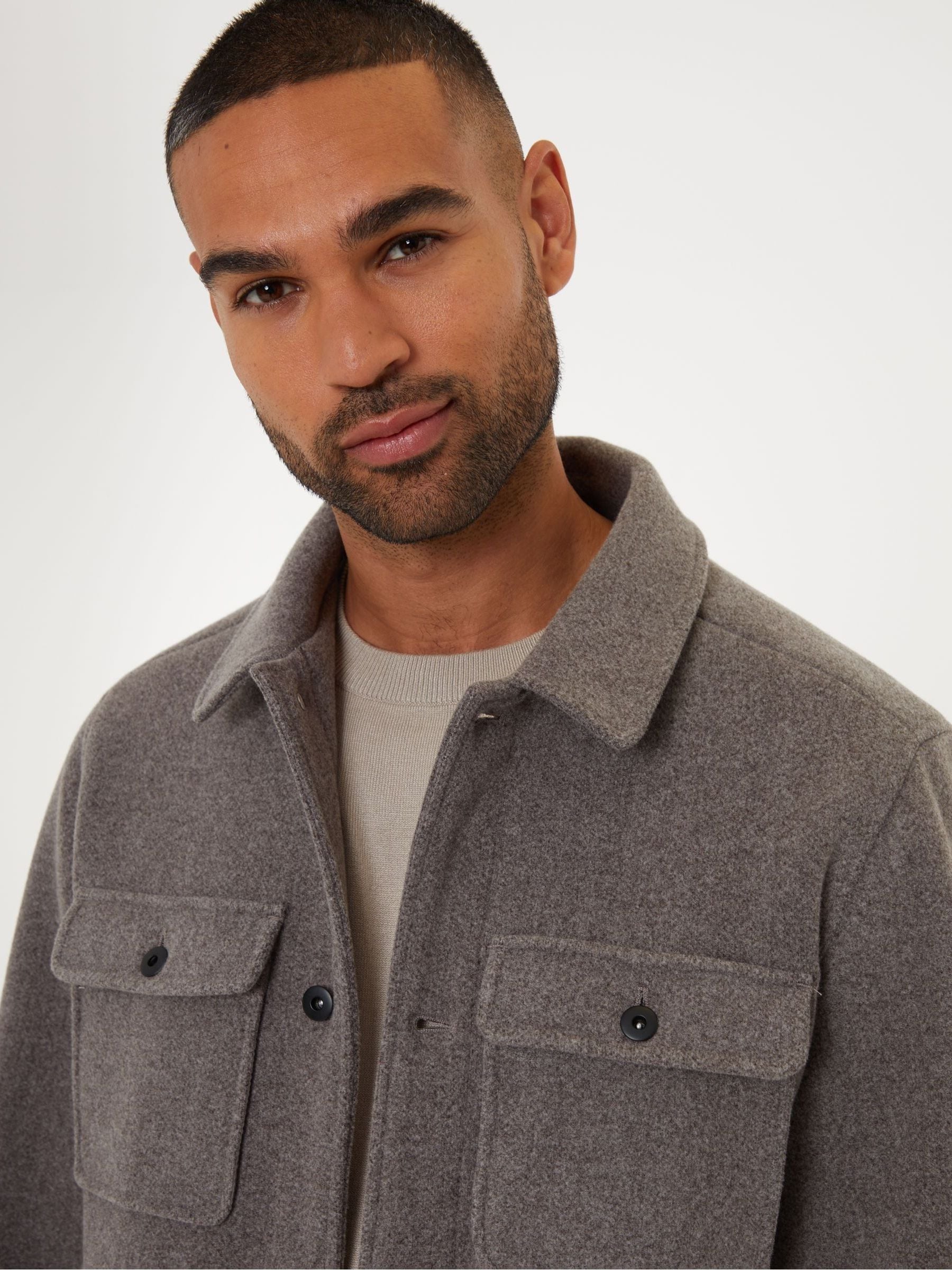 Neutraal - Threadbare Geborsteld overshirt met knoopsluiting