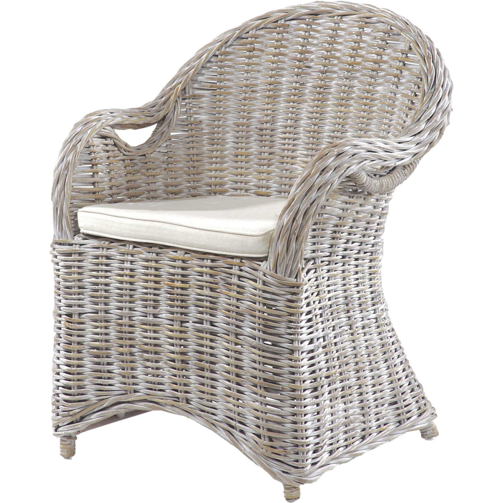 Sessel BREST - white wash - Naturrattan