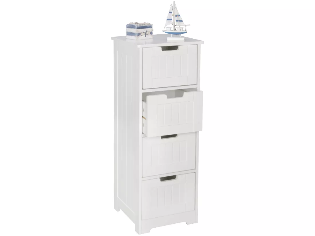 Armoire de Salle de Bain 30x83x30cm Commode avec Tiroir Blanc Colonne