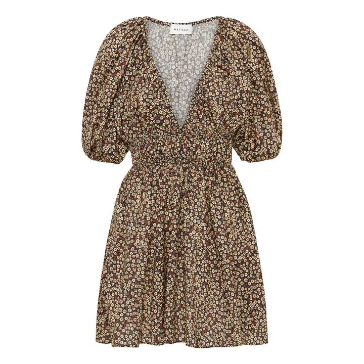 Matteau Robe Shirred Plunge Mini | Marron