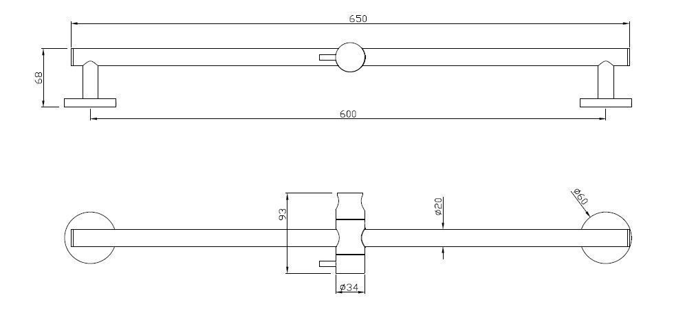 Mueller Round messing glijstang glijstuk rond 650mm