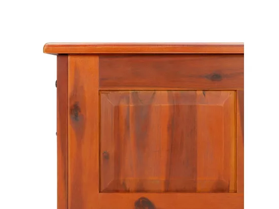 Coffre de rangement avec couvercle marron bois massif d'acacia