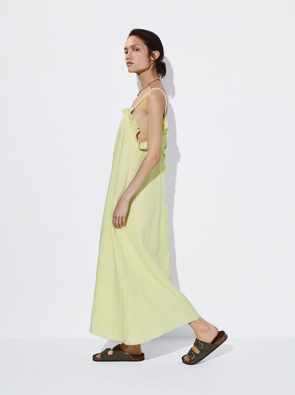 Vestido longo de algodão - Verde