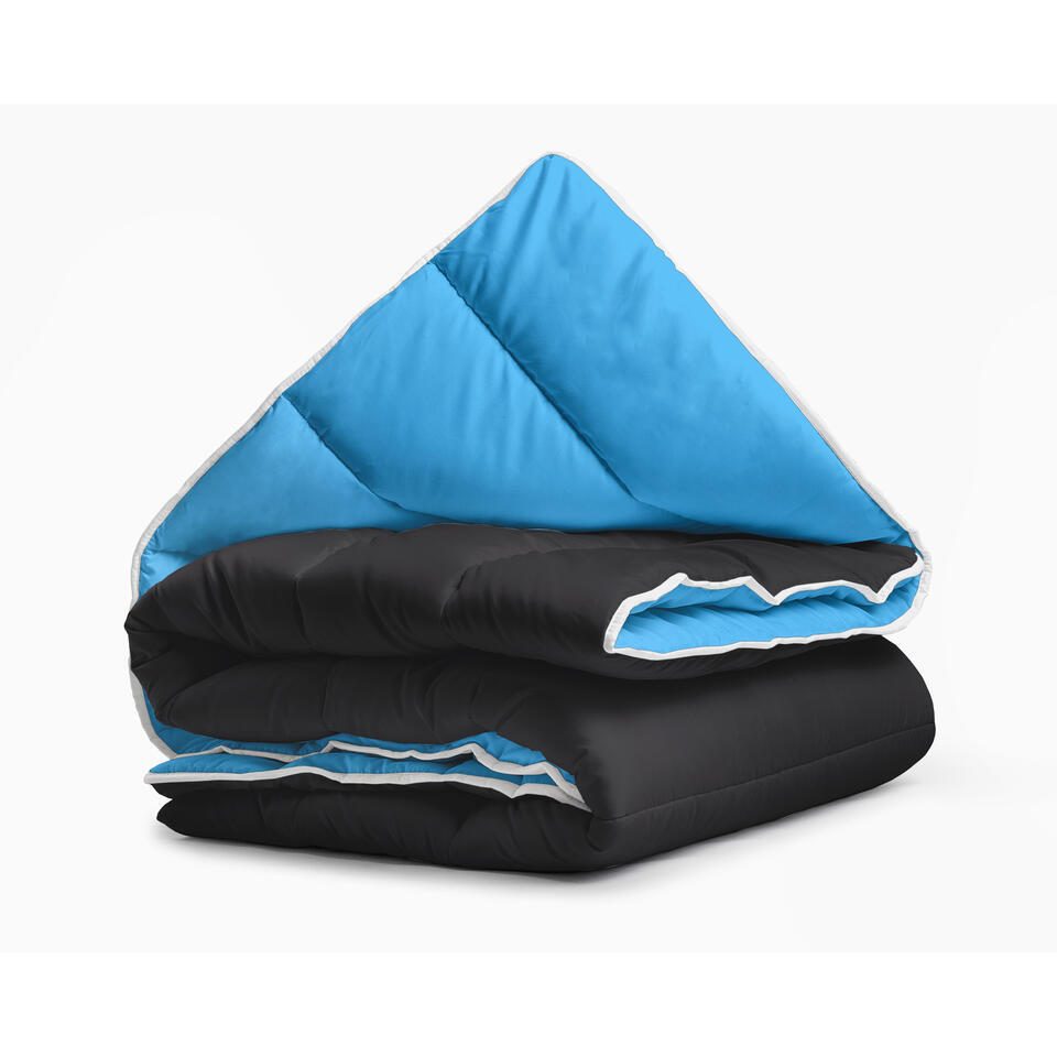 Dekbed zonder Overtrek 240x200 – Incl. Kussenslopen – Wasbaar – Zwart/Blauw