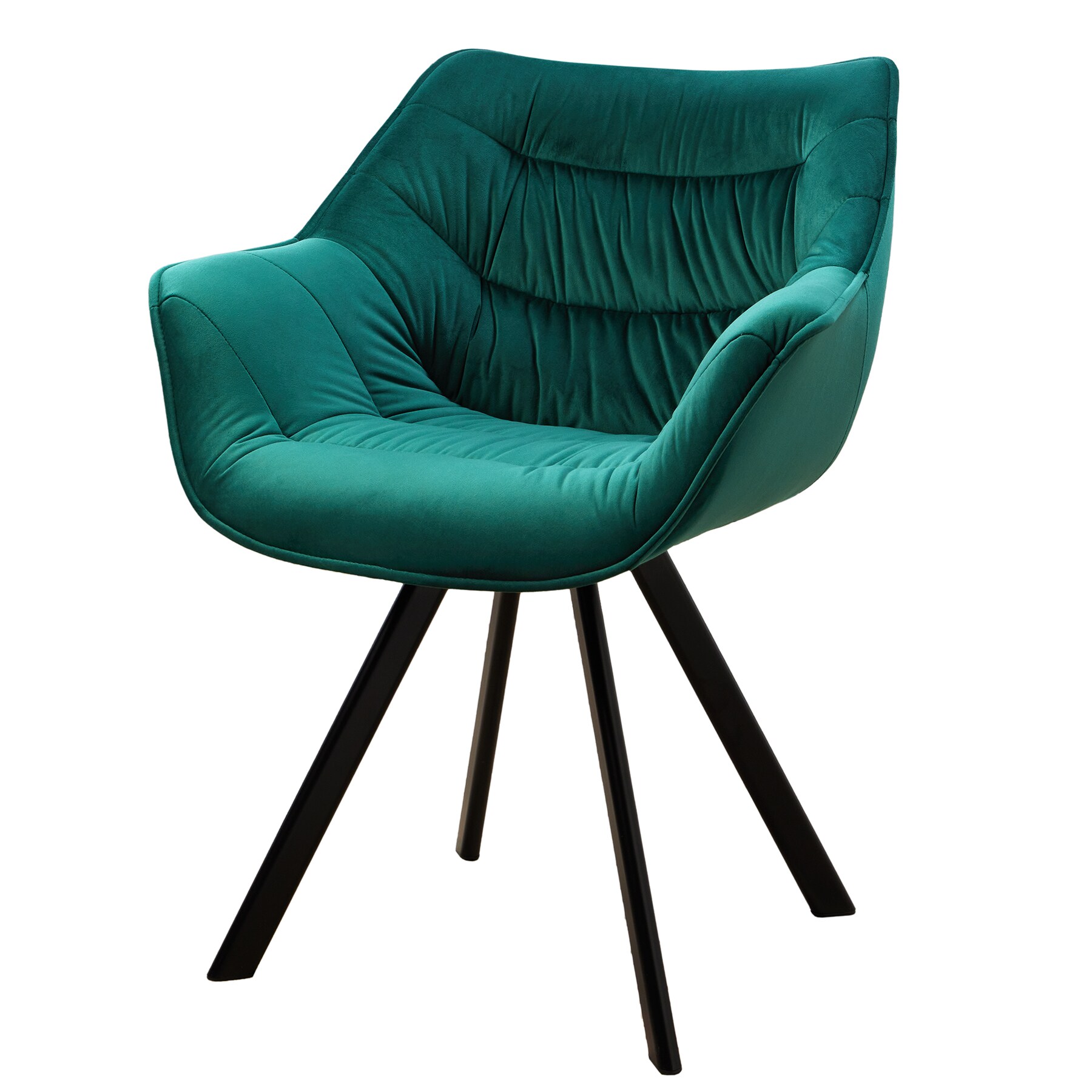 riess-ambiente Stuhl THE DUTCH COMFORT - smaragdgrün Samt Retro Stil mit Armlehnen Metallbeine Esszimmer