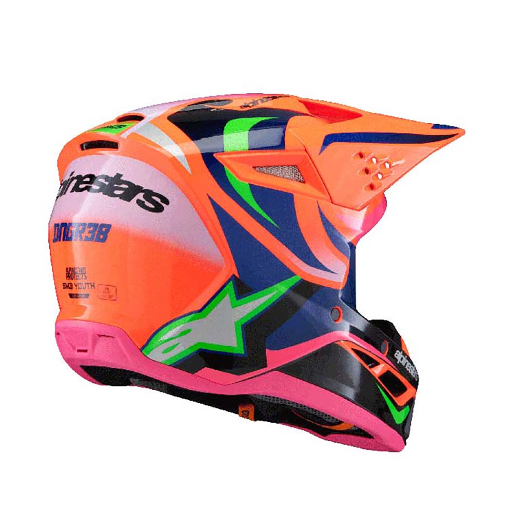 Alpinestars - Casque enfant Youth S-M3 Deegan Orange fluo / Violet / Rose fluo