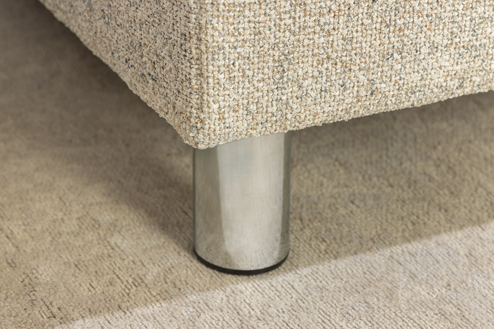 Moderne Wohnlandschaft KENT 220cm beige Strukturstoff  Ecksofa Federkern inkl. Hocker