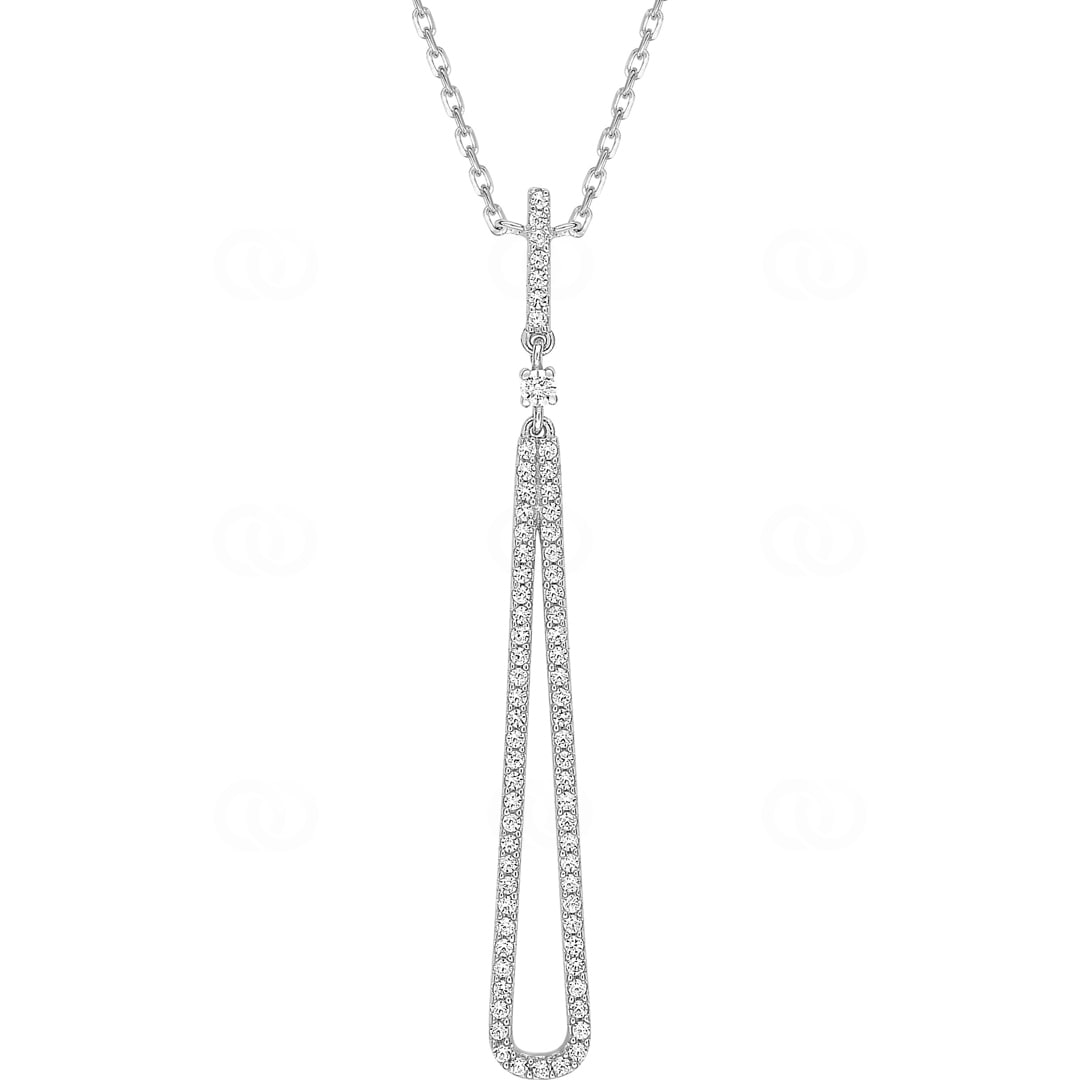 Collier mit Anhänger 925 Silber rhodiniert mit Zirkonia 43cm