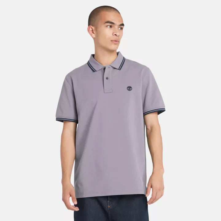 Polo à liseré en piqué pour homme en violet