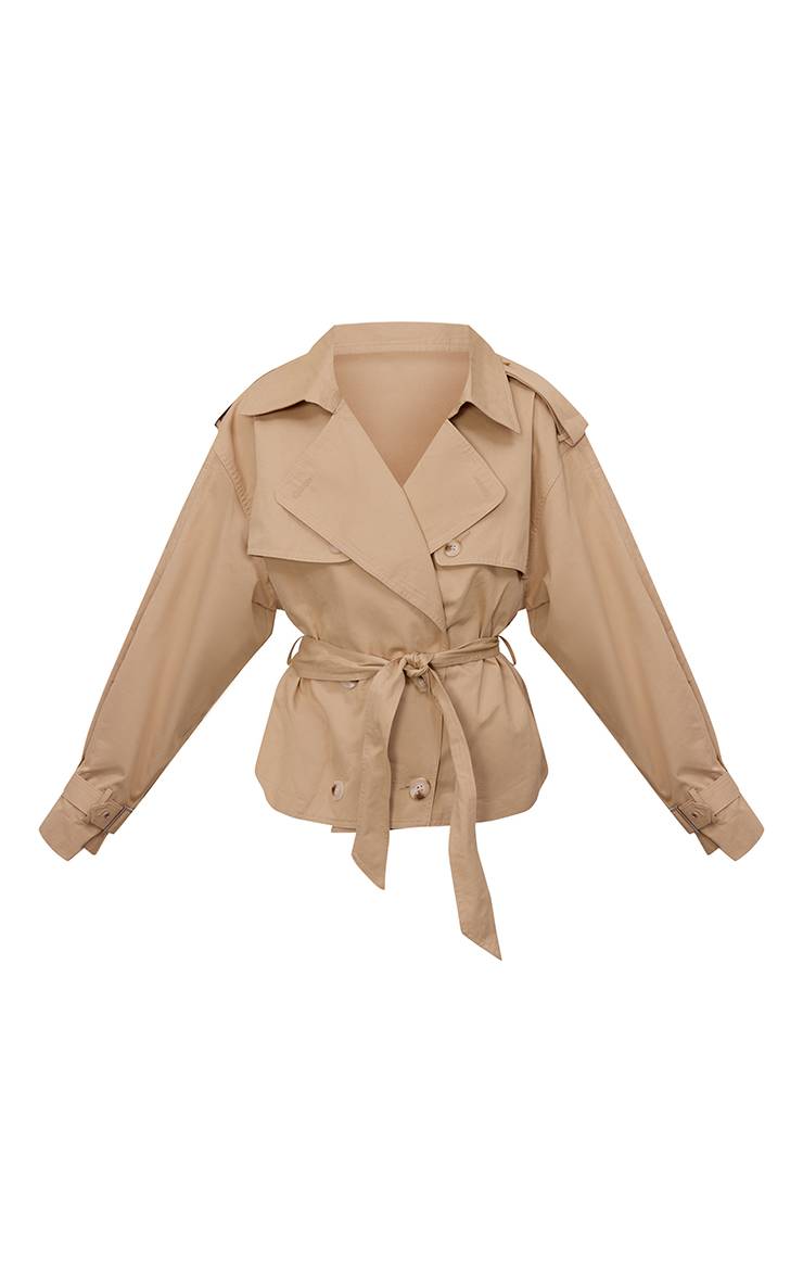 Ecru Veste Trench Courte En Sergé