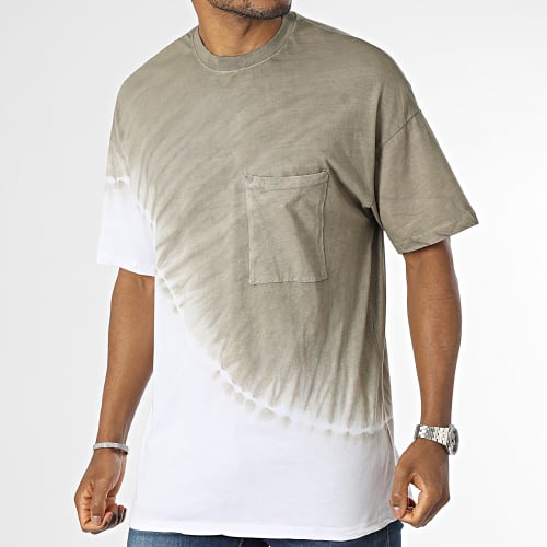 Tee Shirt Poche Blanc Vert Kaki