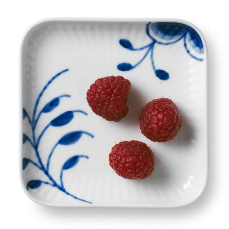 Royal Copenhagen BLÅ MEGA FIRKANTET ASIETTE 9CM Hvid