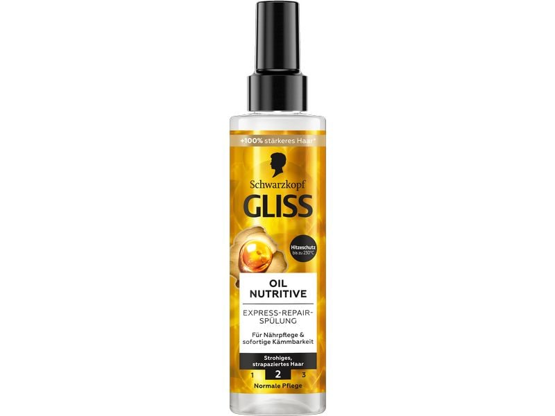 Schwarzkopf GLISS Haarspülung Oil Nutritive Express 200 ml Sprühspülung bietet intensive Nährpflege sowie Hitzeschutz