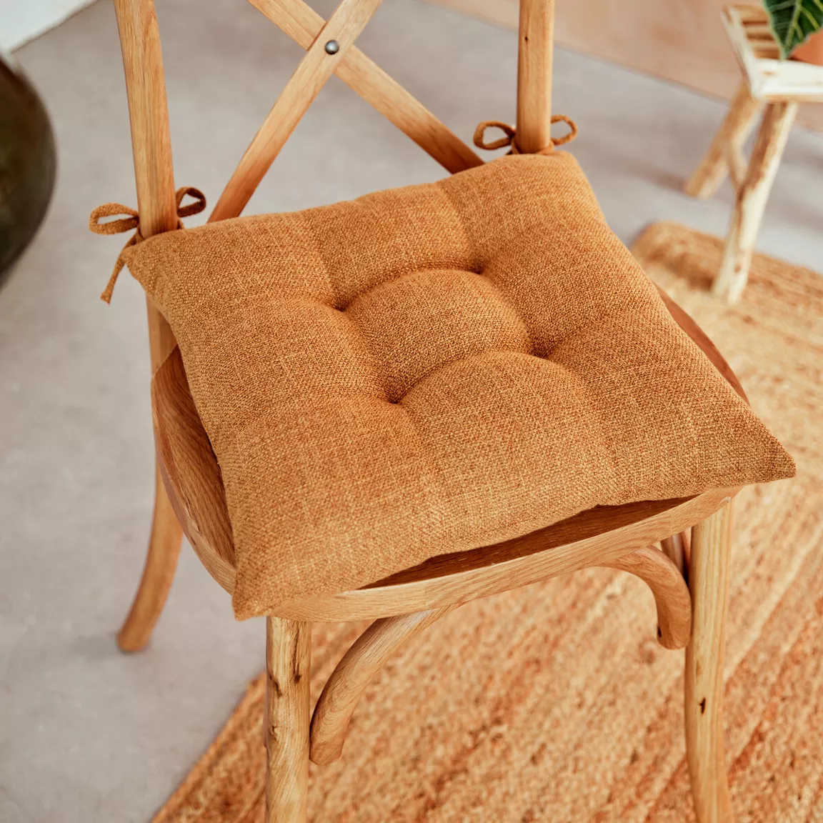 Coussin de chaise carré (38 x 38 cm) Clem Cannelle