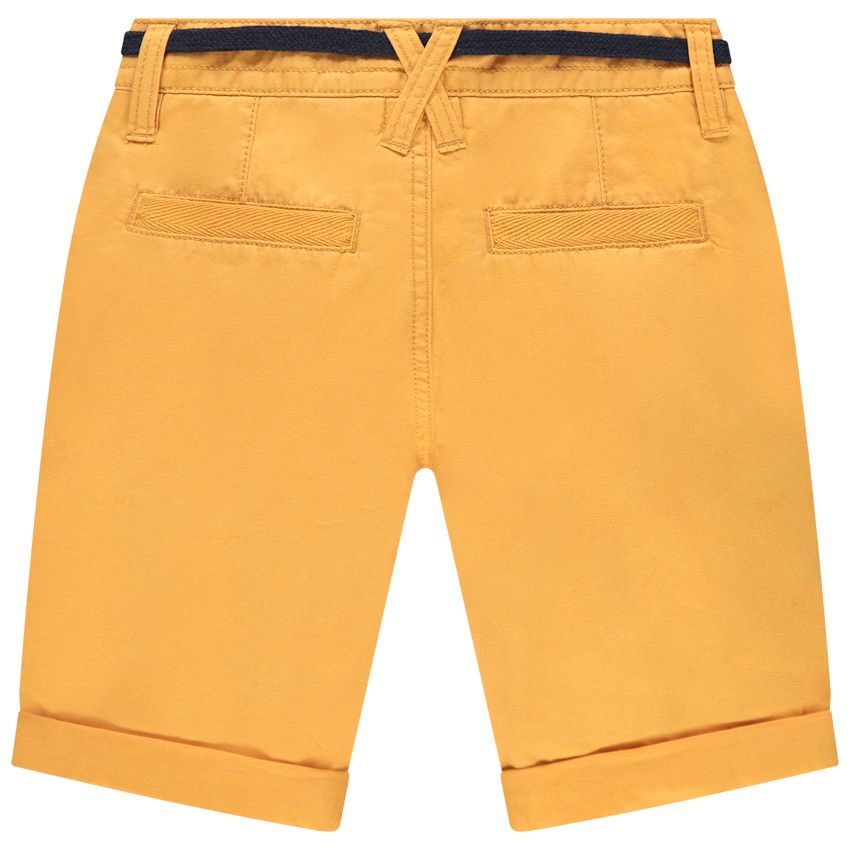 Bermuda en coton uni avec ceinture ajustable - Jaune