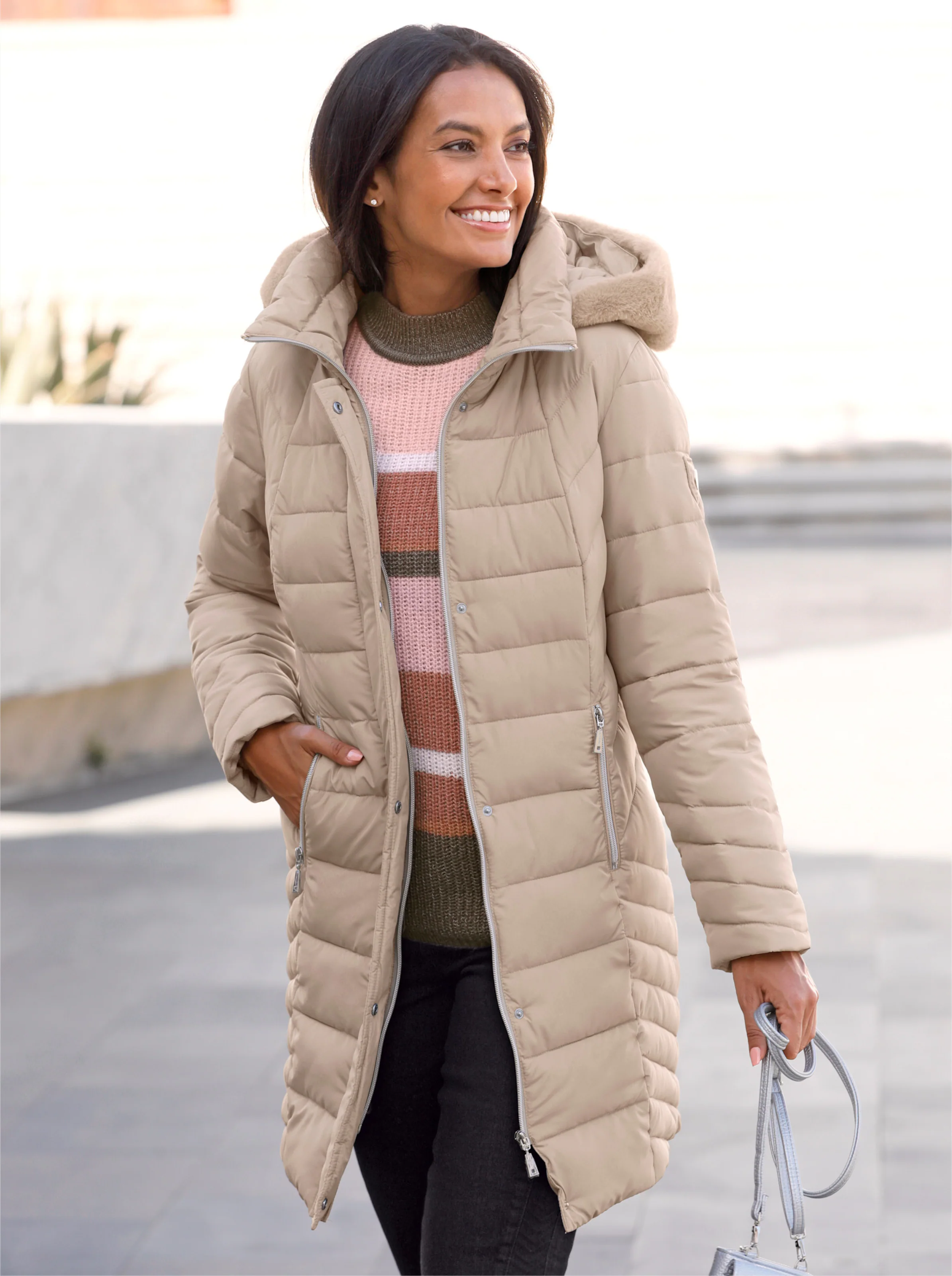 Longjacke in sesam