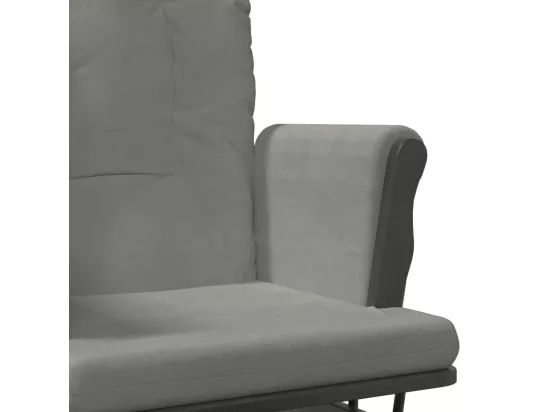 Chaise berçante avec repose-pied Gris clair Tissu
