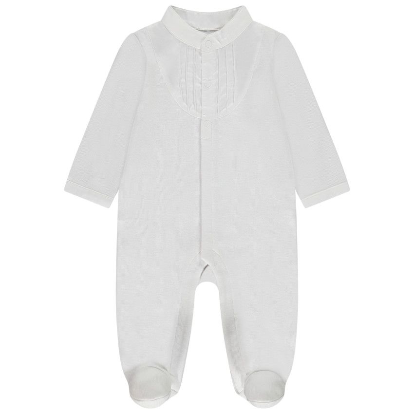 Dors-bien avec plastron et col mao pour bébé garçon - Blanc