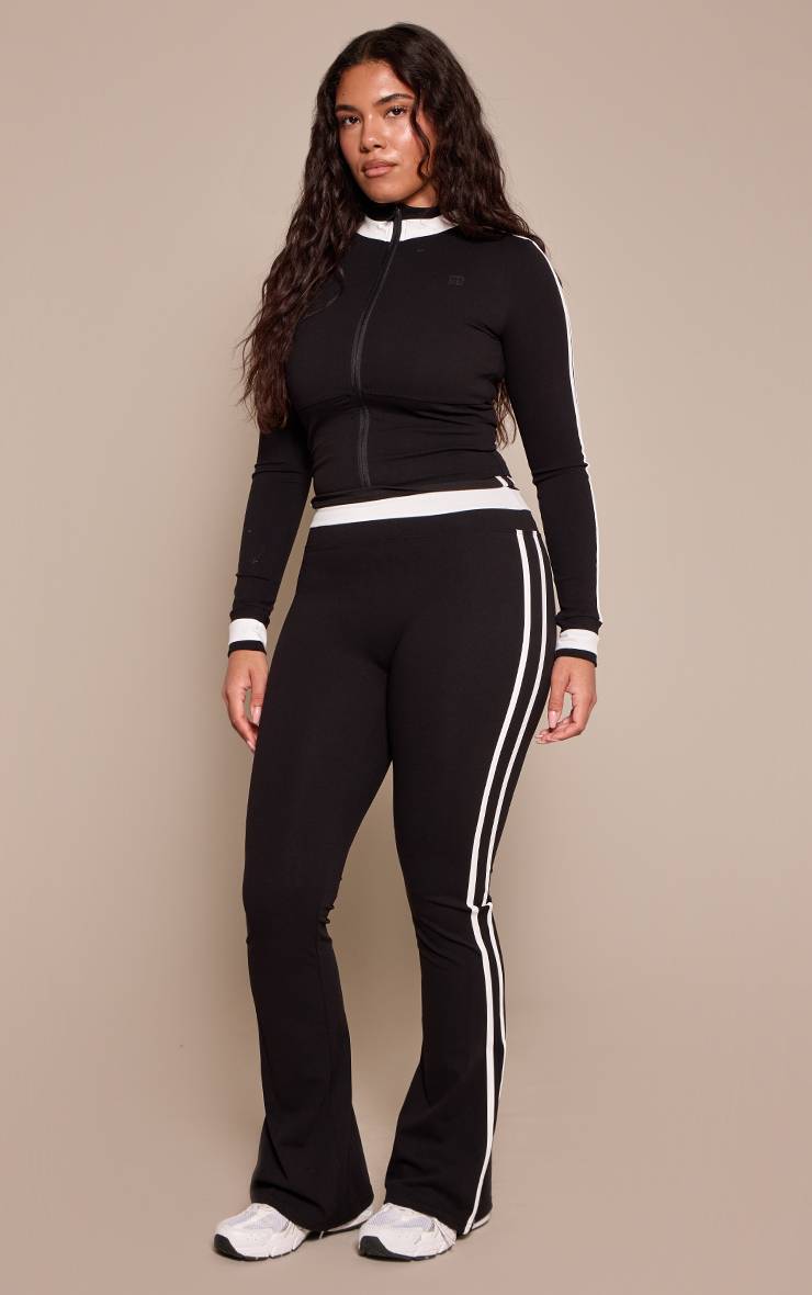 Noir Veste Corset Sculptante Zippée À Détails Contrastés