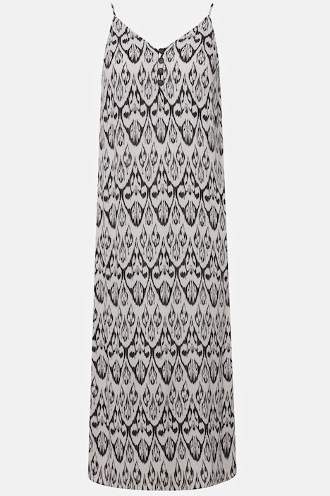 Maxikleid, A-Line, Allover Print, V-Ausschnitt, Halbarm